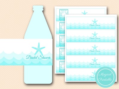bridal shower water bottle labels beach nautical bs28