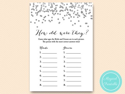 how-old-were-they-bride-groom Silver Foil Confetti Bridal Shower Game