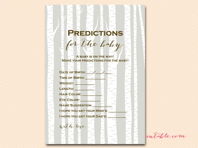 predictions-for-baby woodland baby shower activity tlc99