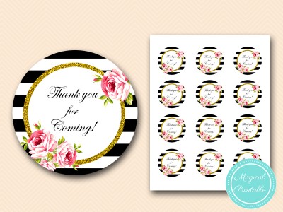 BS10 circle-2 inches-thanks-black-stripes-bridal-shower-favor-tags-baby-shower