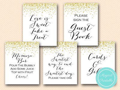 BS46 signs, gold dots Gold Confetti Sign Printable