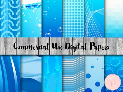 DP122 Water Digital Papers, Bubble, Sea, Wave Digital Paper