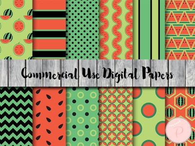 DP170 Watermelon Digital Paper, Luau, Fruits digital paper
