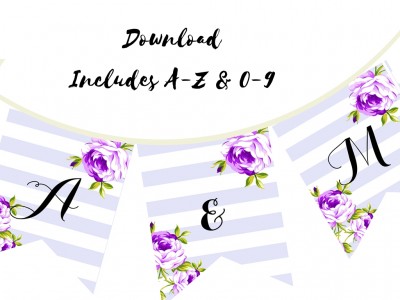SN411 Purple-floral-bridal-shower-banner-wedding
