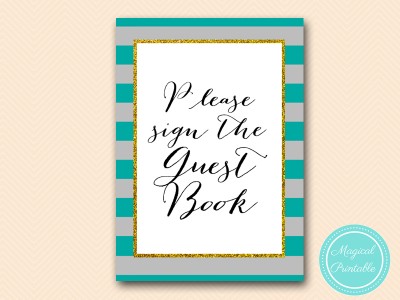 SN427-sign-guestbook-teal-gray-bridal-shower-sign