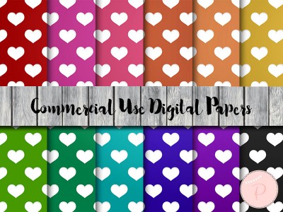 bs162 Hearts Digital Papers, Pastel Rainbow Love, Valentine's Digital Papers