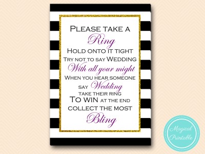 dont-say-wedding-purple and gold glitter bridal shower games