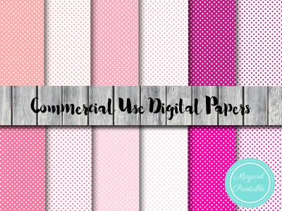 dp128 PINK Polka dots digital papers pink shades