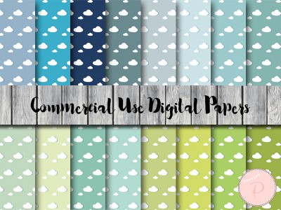 dp53 Rainbow Digital Paper, Cloud Pattern, Instant Download Digital Papers, Commercial Use
