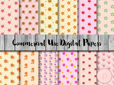 dp60 Flower Digital Paper, Pink Floral Pattern, wedding floral