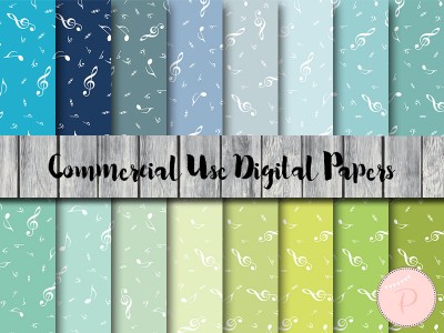 dp66 blue green musical digital papers