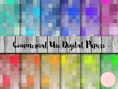 dp89 Minecraft Digital papers, Mosaic Pattern, Pixel, Rainbow Digital Papers, Square