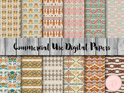dp90 Ornament Floral Digital Papers, Organic pattern