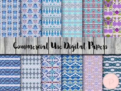 dp91 Ornament Floral Digital Papers, Organic pattern