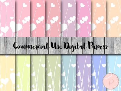 dp93 Pastel hearts, valentines digital papers