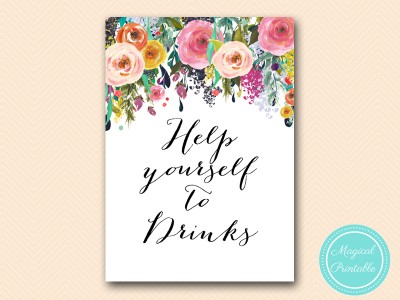 drinks-help-yourself-bs138-floral-shabby-chic-bridal-shower-sign