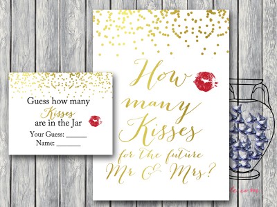how-many-kisses-sign-for-future-mr-mrs Gold Foil How Many Kisses Game