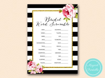 BS10B-scramble-bridal-words-black-stripes-pink-floral-chic-bridal-shower-game