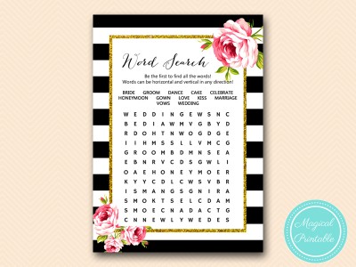 BS10B-word-search-bridal-black-stripes-pink-floral-chic-bridal-shower-game