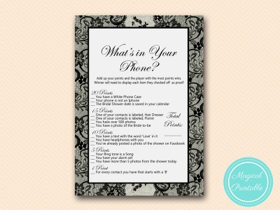BS18-whats-in-your-phone-black-lace-bridal-shower-games