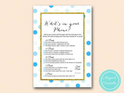 TLC430-B-whats-in-your-phone-boy-blue-dots-baby-shower-game-gold