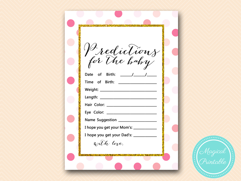 Princess, Gold, Pink Dots Baby Shower Game Printable - Magical Printable