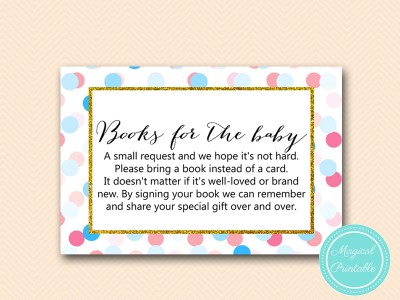 TLC430-R-books-for-baby-insert Gold, Pink, Blue Dots Gender Reveal 