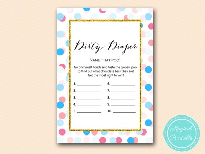 TLC430-R-dirty-diaper-name-that-poo Gold, Pink, Blue Dots Gender Reveal 