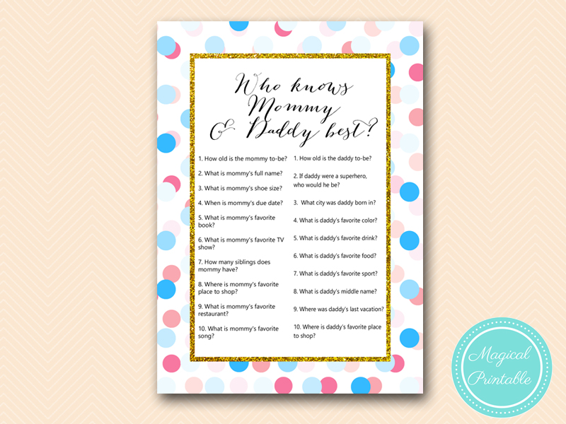 Baby Shower Game GENDER REVEAL Archives - Magical Printable