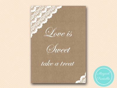 love is sweet bridal shower decoration sign burlap and lace