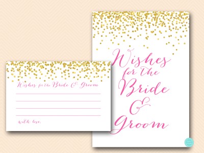 wishes-for-bride-and-groom-blank-hot-pink-gold-confetti-bridal-shower