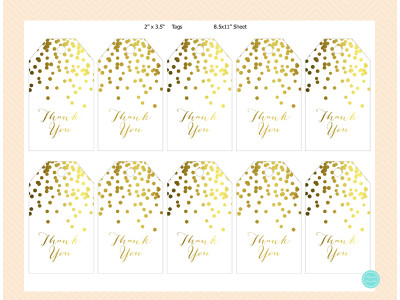 BS87-Favor-Tags gold decoration thank you tags, gold bridal shower baby