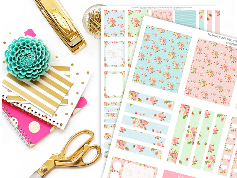 Shabby Chic Floral Sticker Planners - EC Life Planner - Magical Printable