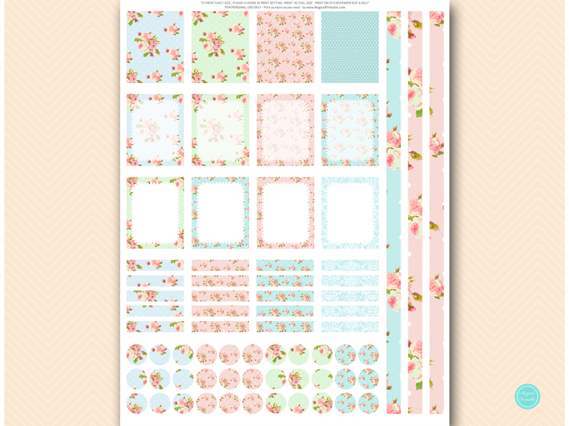Shabby Chic Floral Sticker Planners EC Life Planner Magical Printable