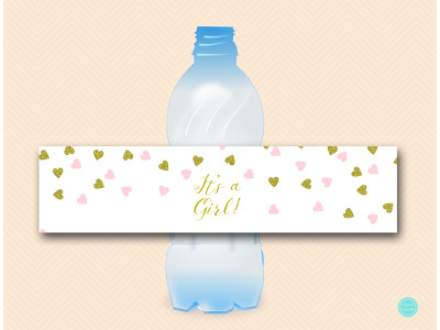 sn488-water-bottle-label-its-a-girl-baby-shower-pink-gold-decoration