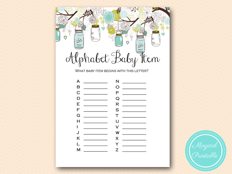 Mason Jars Baby Shower Game Package Magical Printable
