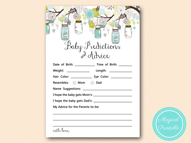 Mason Jars Baby Shower Game Package Magical Printable
