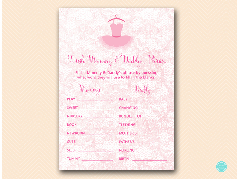Ballerina Tutu Baby Shower Game Pack - Magical Printable