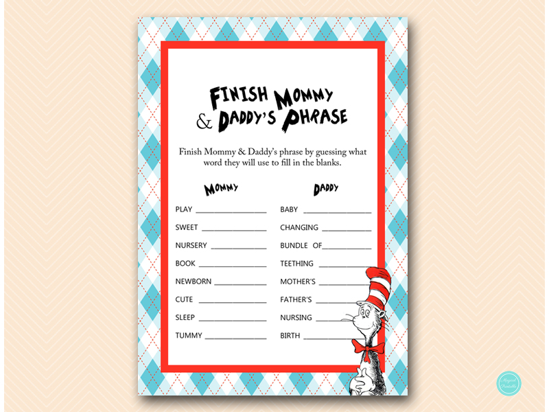 Dr Seuss baby shower games - Magical Printable