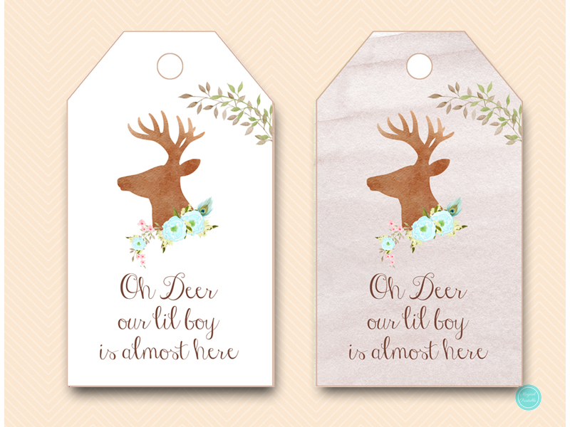Blue Oh Deer our little boy is almost here Tags Magical Printable