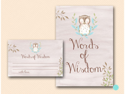 TLC401B-words-of-wisdom-sign-blue-owl-baby-shower-game