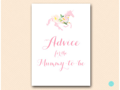 TLC497-advice-for-mummy-to-be-sign-unicorn-carousel-horse-baby-shower
