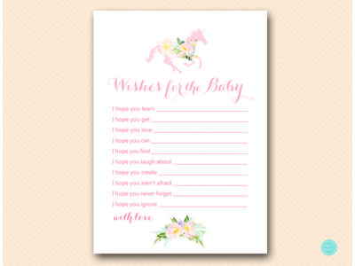 TLC497-wishes-for-baby-card-unicorn-carousel-horse-baby-shower