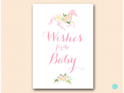 TLC497-wishes-for-baby-sign-unicorn-carousel-horse-baby-shower