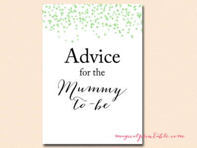 advice-for-mummy-sign-green-confetti-baby-shower-games