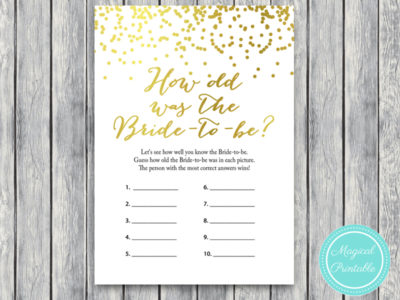 how-old-was-bride bridal shower gold confetti bridal shower games
