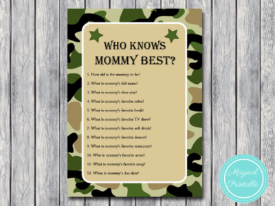 who knows mommy best camo baby shower game printable