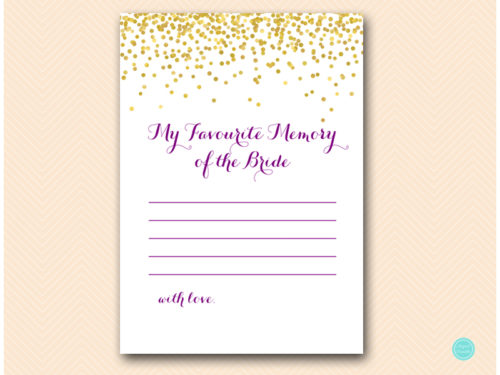 BS508-favourite-memory-of-bride-card-AUST-purple-gold-bridal-shower-game