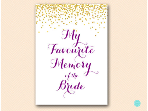 BS508-favourite-memory-of-bride-sign-5x7-AUST-purple-gold-bridal-shower-game