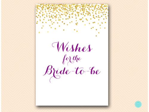 BS508-wishes-for-bride-to-be-sign-purple-gold-bridal-shower-game